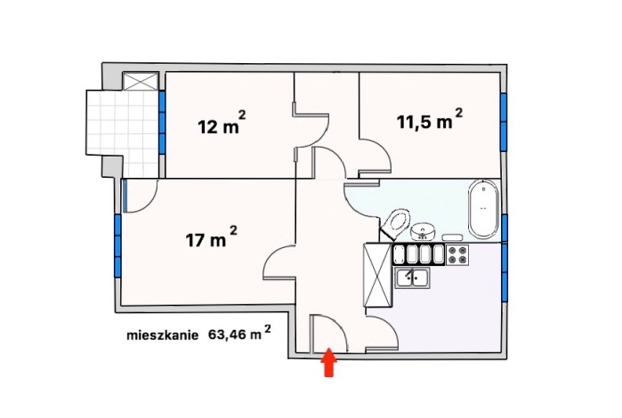 Mieszkanie na sprzedaż w Gdańsk Główne Miasto Krosna o powierzchni 63 mkw